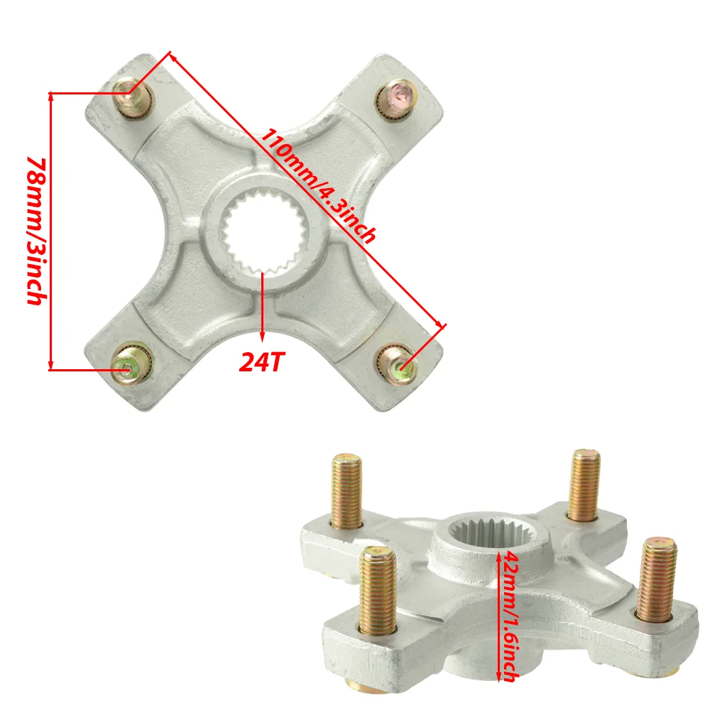 24T 110mm 4*M10  Rear Axle Wheel Hub Fit For 150cc 250cc 200cc 300cc ATV Go Kart Golf Cart UTV Buggy Quad Bike Parts