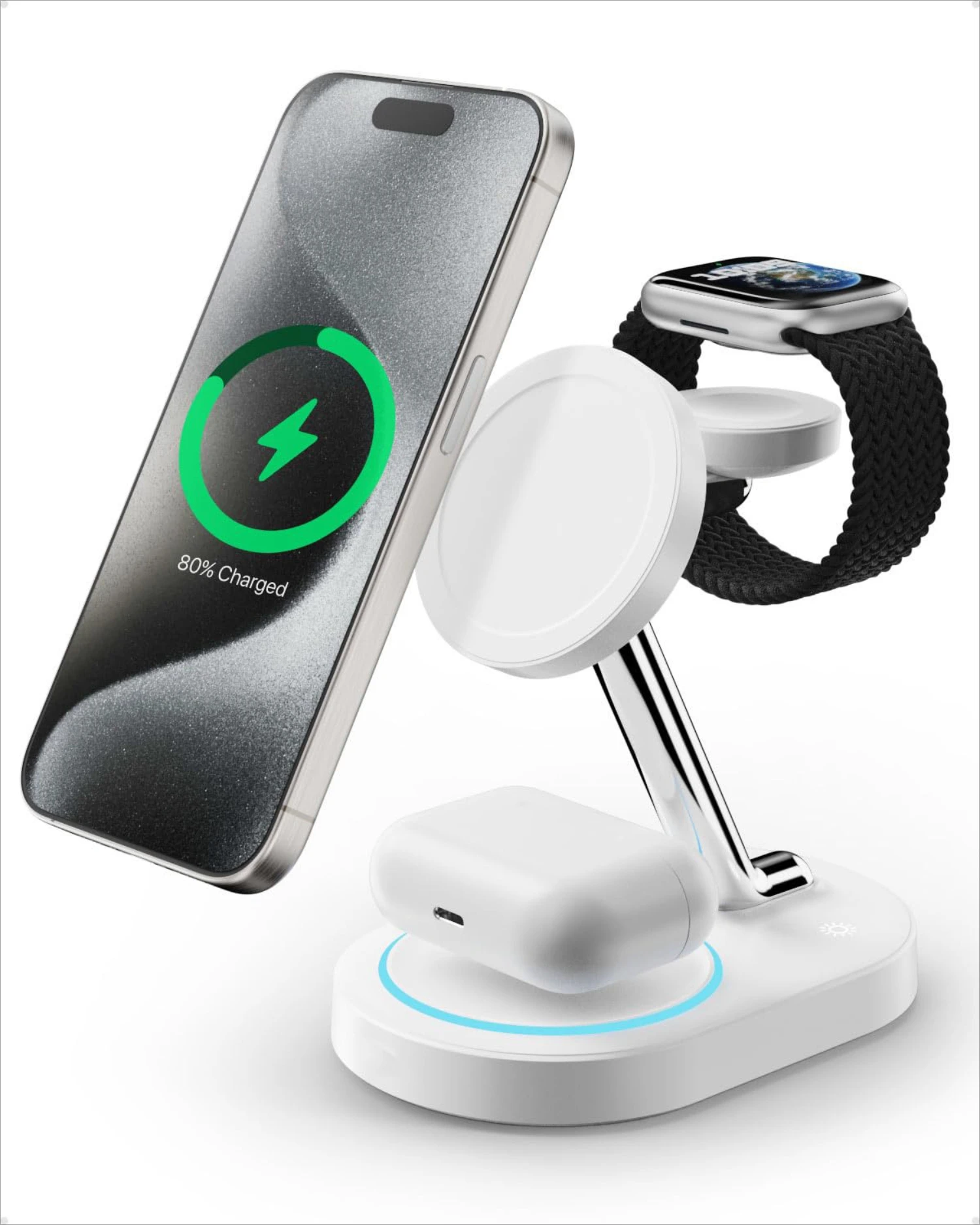 

3 In 1 Magnetic Wireless Charger Stand Pad For Magsafe iPhone 16 15 14 13 12 Pro Max Apple Watch Airpods Fast Charging Station