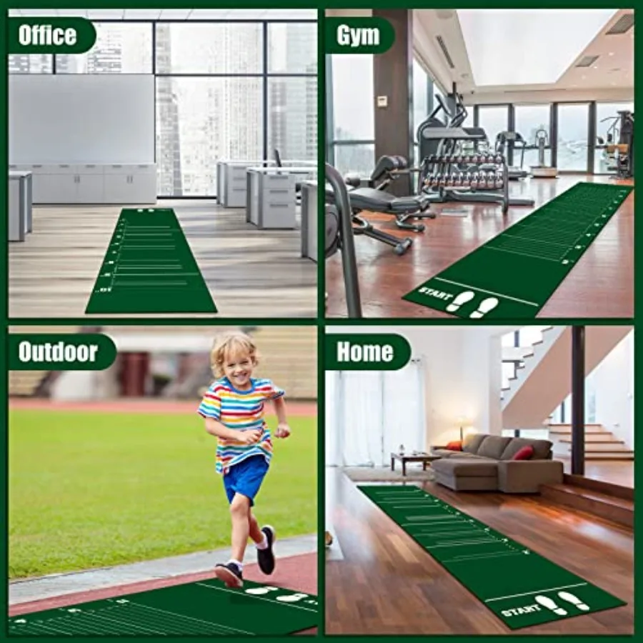 Long Jump Mat for Gym School Home Use: Carpeted Non-Slip Surface with Hash Marks Blue Durable PVC Foam Core view 6