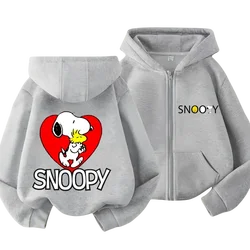 Cute Snoopy Kids Zipper Hoodie Cartoon Print Autumn/Winter Long-sleeved Sweatshirt Casual Top For Boy And Girl Outdoor Jackets