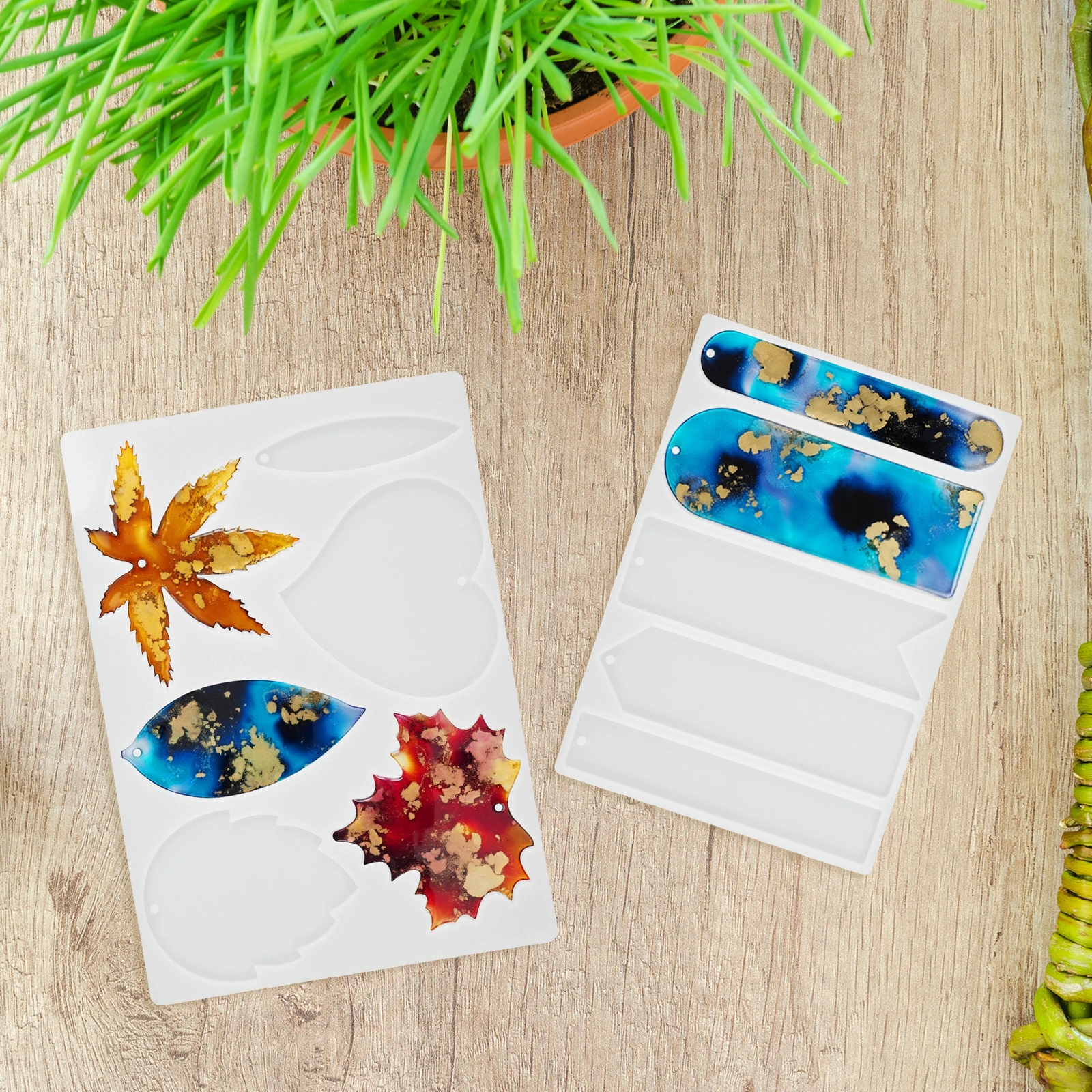 

Reusable Resin Molds Silicone Casting Epoxy Crafts DIY Supplies Leaf Designs Resin Bookmark Mold Jewelry Accessories