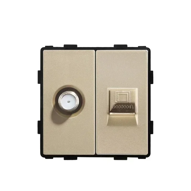 BINGOELEC Socket with Glass Light Switches Wall Socket Wifi Sockets Sensor Switch with Socket USB Rj45 CAT6 Gold Function Parts