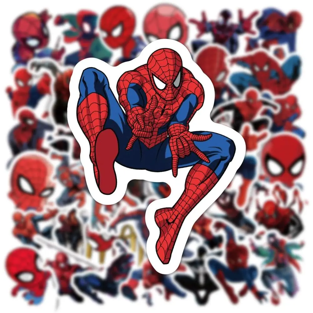 Disney-Autocollants Spider Man Anime pour enfants, décalcomanies de jouets sympas, planche à roulettes bricolage, cahier, ordinateur portable,