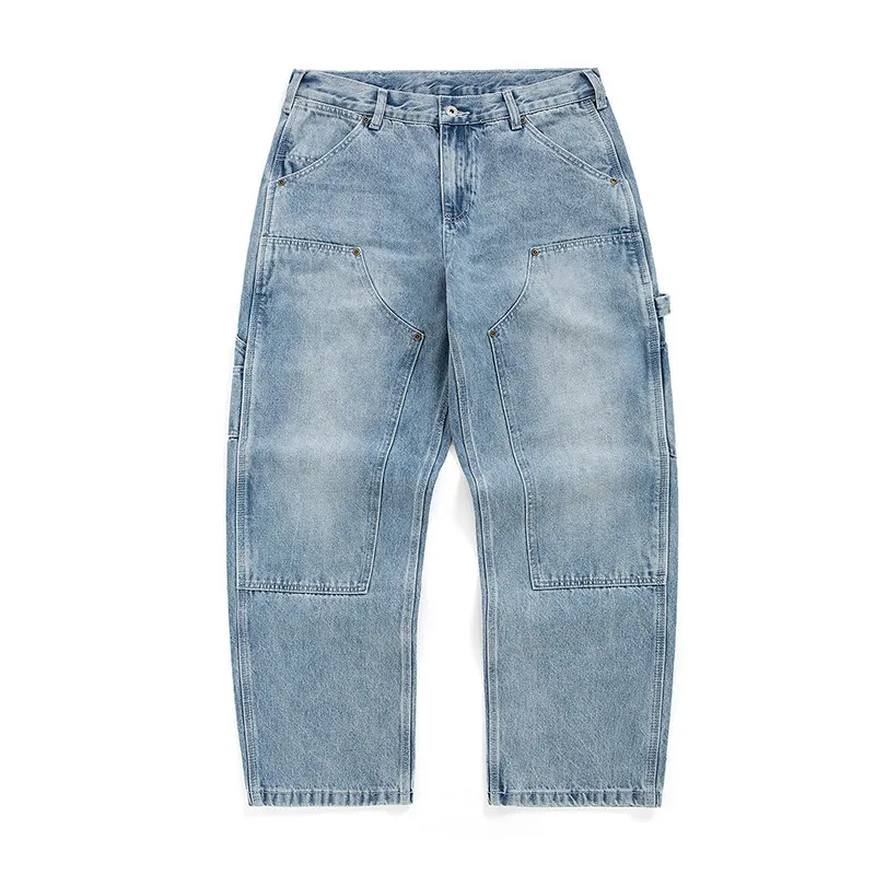 2026 Spring Japanese American Vintage B01 100% Cotton Washed Pants Monkey Fist Double-Knee Cleanfit Carpenter Denim Cargo Jeans