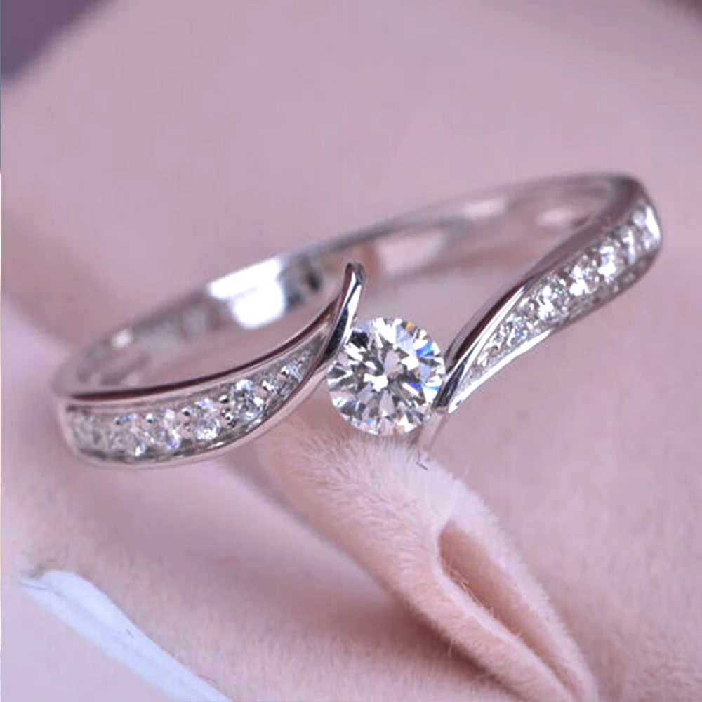 Huitan Minimalist Engagement Wedding Rings for Women Round Cubic Zirconia Simple Elegant Female Accessories 2022 Fashion Jewelry