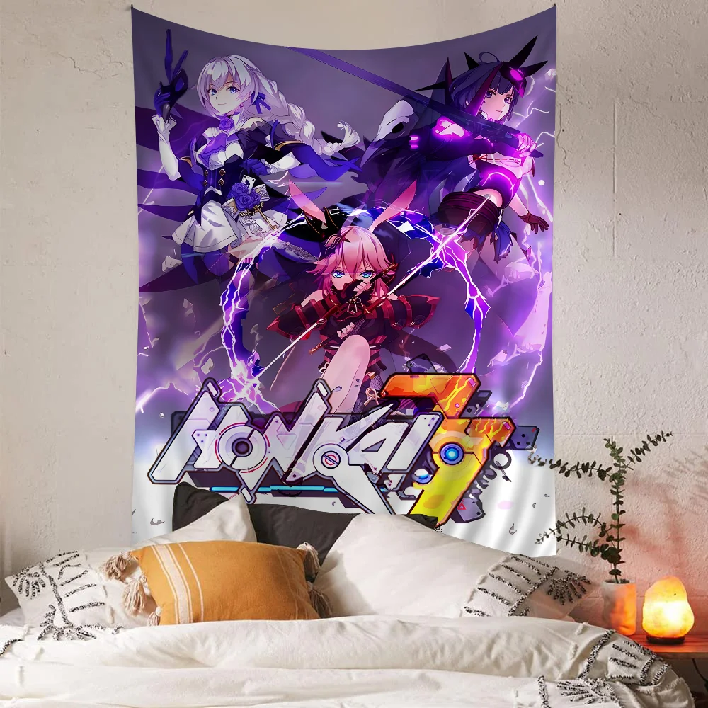 Honkai Star Rail Classic Anime Tapestry Art Printing Japanese Wall Tapestry Anime Wall Hanging Home Decor