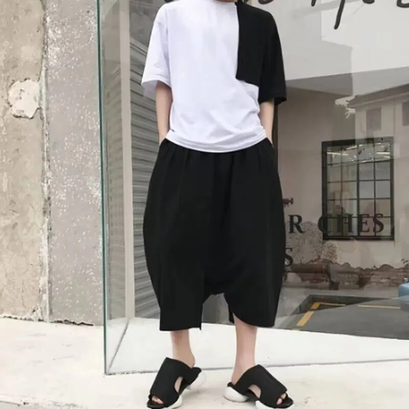 

Летние корейские новые весенние брюки, мужские модные однотонные простые модные брюки в стиле Ямамото для отдыха, брюки большого размера