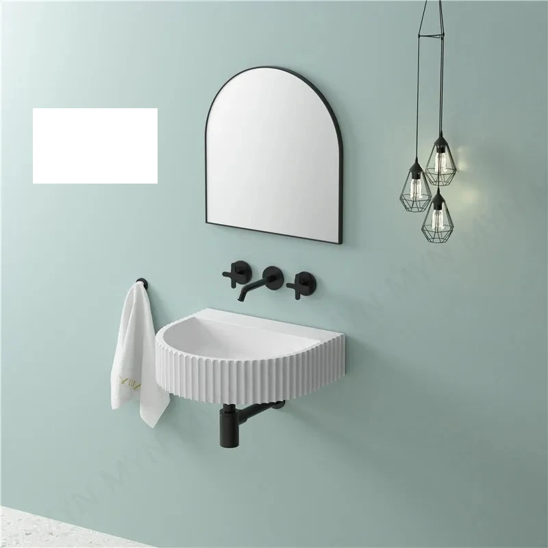 

Cream wind hanging wall wash basin artificial stone basin simple export wash basin industrial style small
