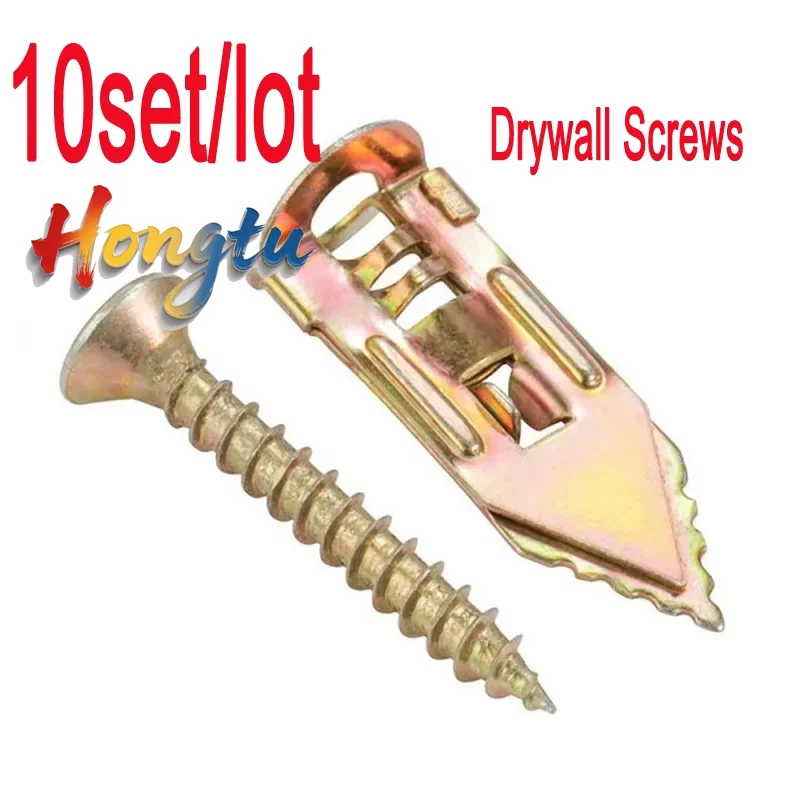10pcs/Lot Drywall Anchors with Self-Tapping Screws | Drilling Anchors for Gypsum Board Walls
