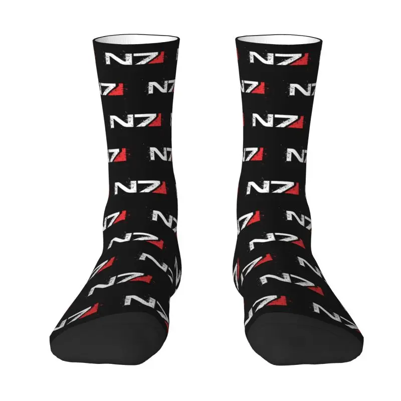 

Cool Printed Video Game Mass Effect N7 Socks for Men Women Stretch Summer Autumn Winter Alliance Military Crew Socks