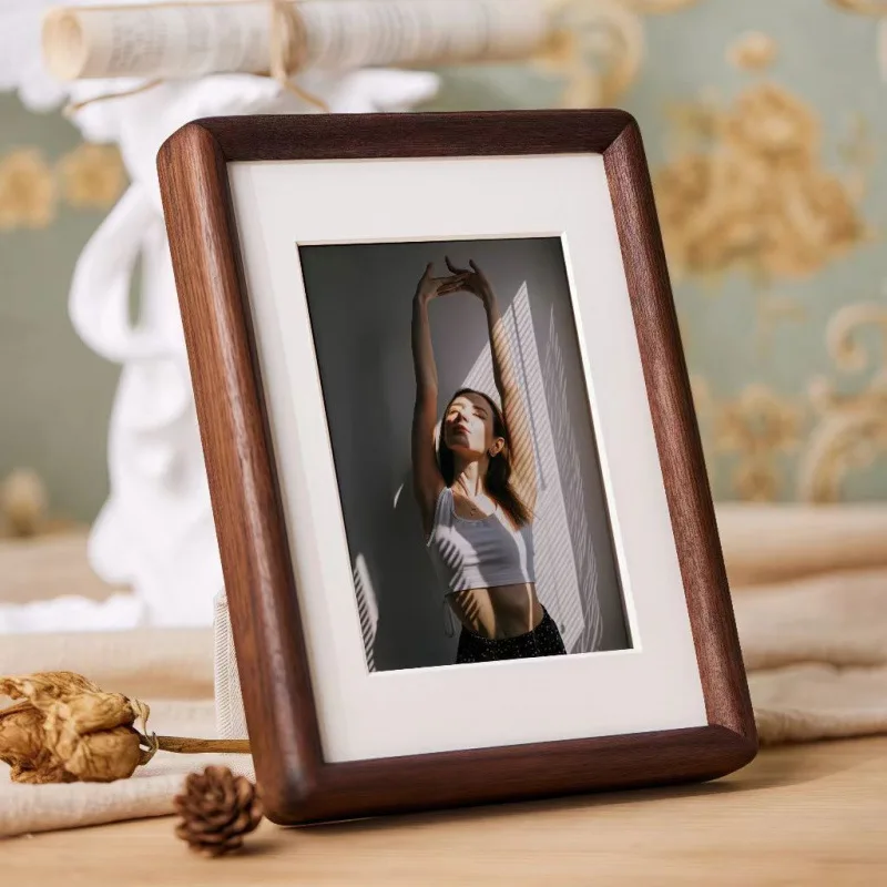 Solid Wood Tenon Photo Frame Rounded Corner Desktop Picture Frame Tabletop Display Frame for Family Photos Home Decor