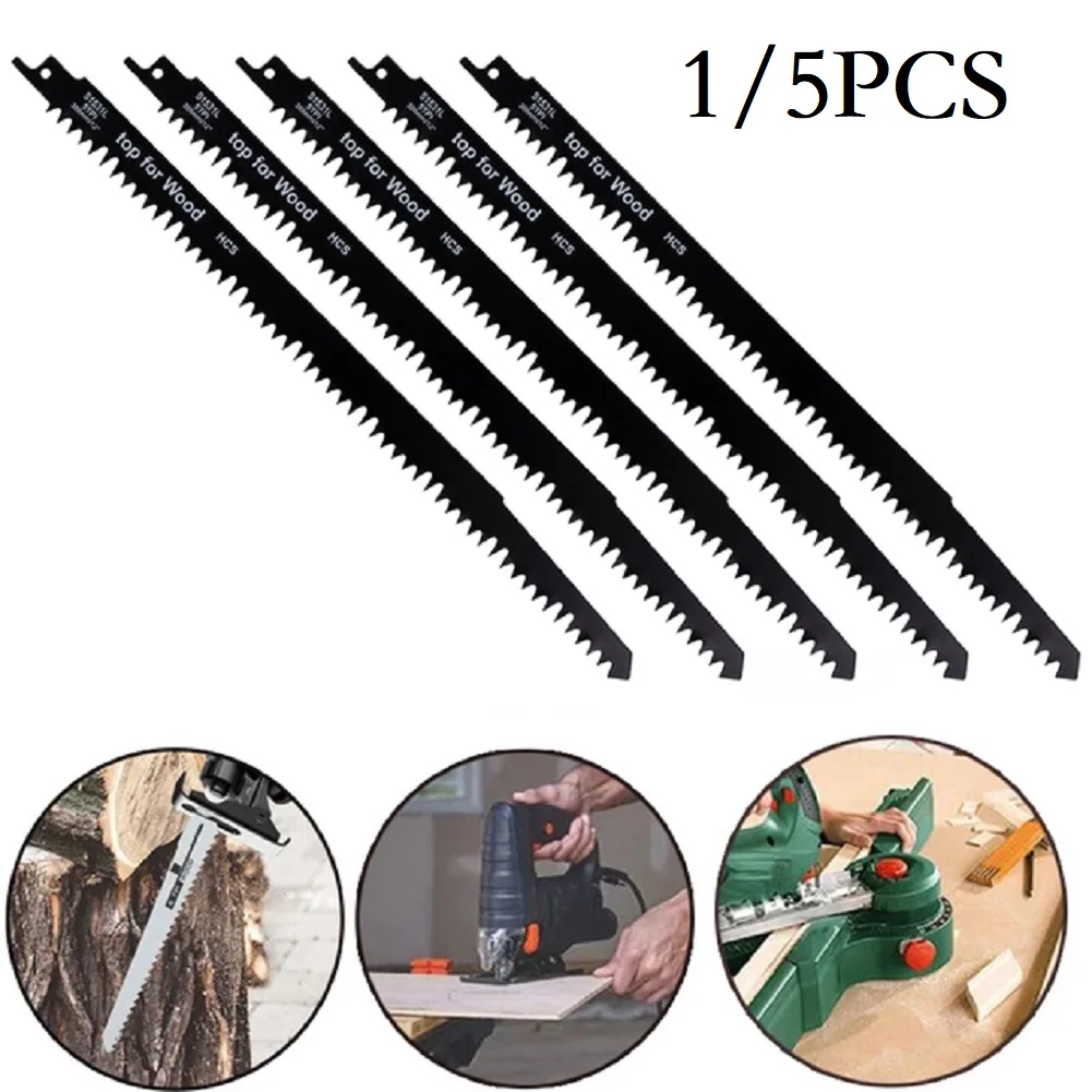 1/5Pcs Reciprocating Saw Blades 12in S1531 BI-Metal Electric Wood Pruning Cutting Ground Teeth Saw Blades Woodworking Hand Tools