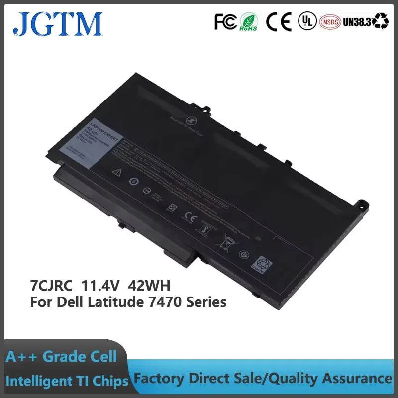 JGTM 7CJRC KNM09 0KNM09 11.4V 42Wh Laptop Battery Cell For Dell Latitude 12 E7270 E7470 7470 7270 Series Batteries 21X15 021X15