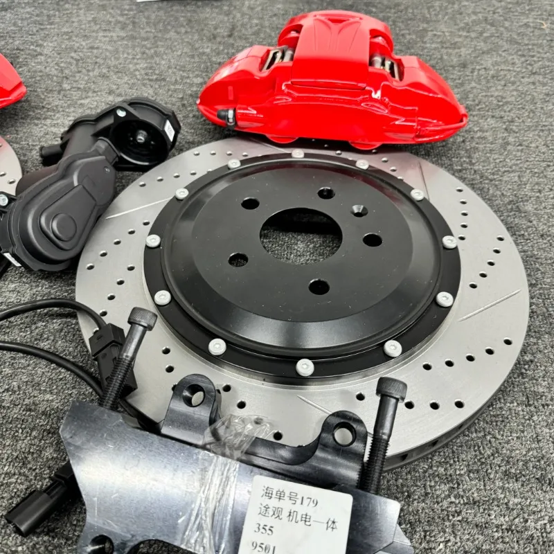 Electronic Handbrake Parking Brake Upgrade with 4Pot Calipers Optimized Rear Brake Kit for Better Performance Appearance
