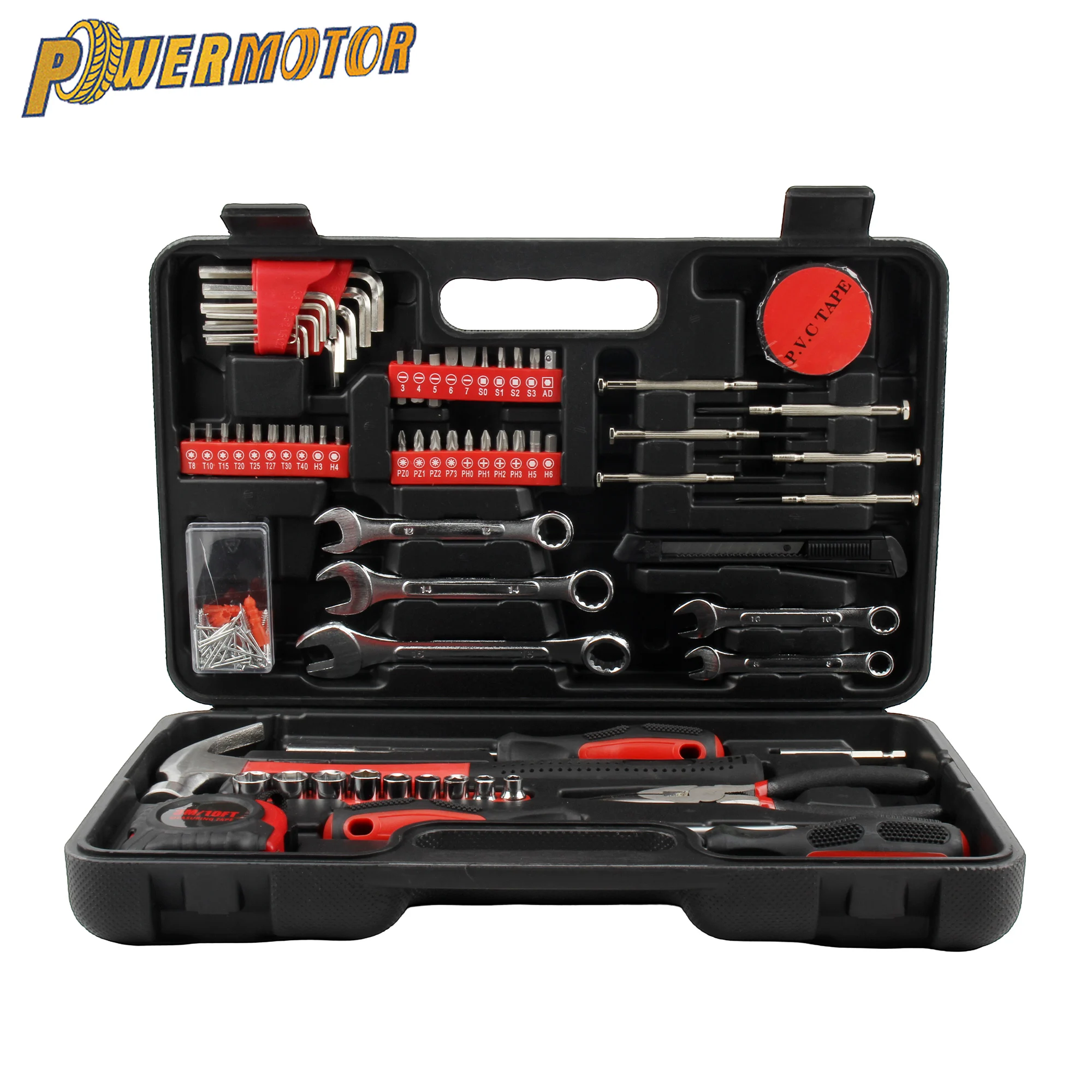 

146PCS Motorcycle Repair Tools Hardware Set Combination Screwdriver Wrench Pliers Hammer Tape Measure Multifunctional Toolbox