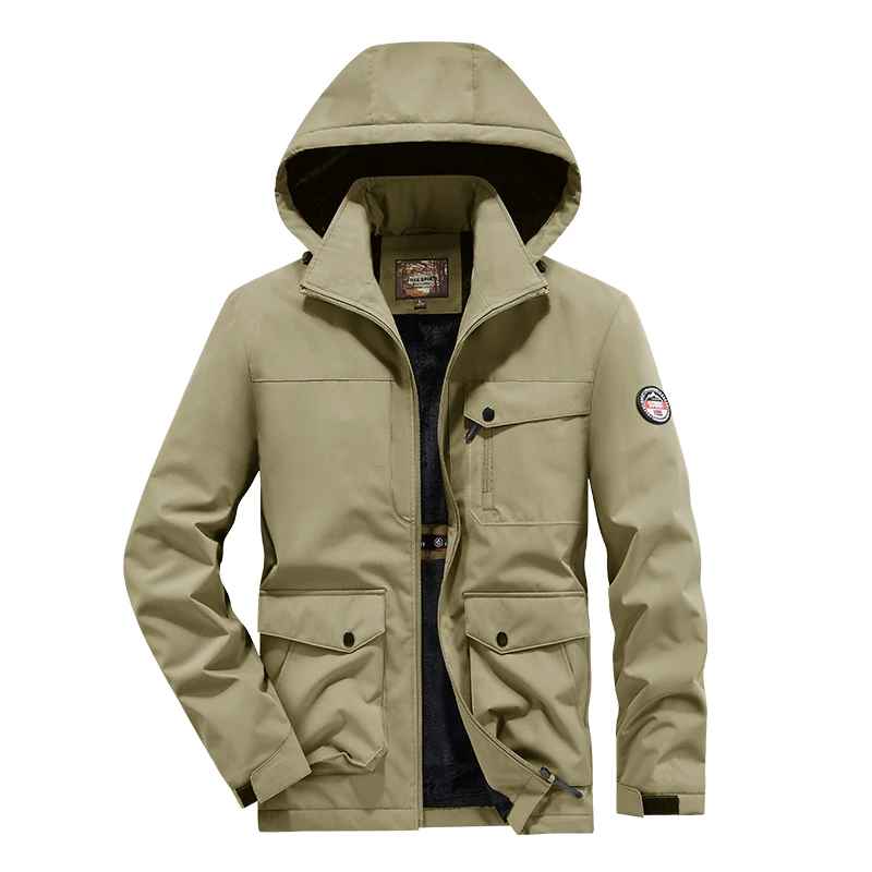 

Новинка 2025 года, зимние теплые толстые флисовые парки, мужские водонепроницаемые парки с меховым воротником и капюшоном, куртка, пальто, мужские осенние модные повседневные парки для мужчин