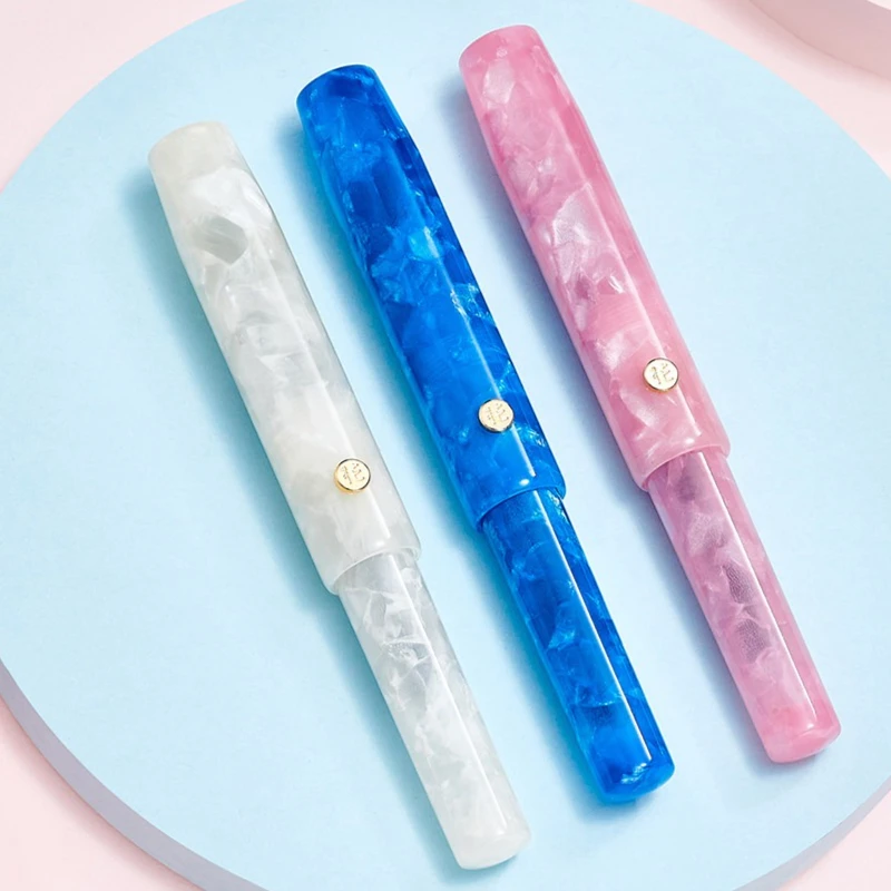 BALAOYE Pocket Pink Fountain Pen Replacement Ink Gall Gift Student Business Boss Gift Flex Nib F 0.5MM Office Supplies Writing