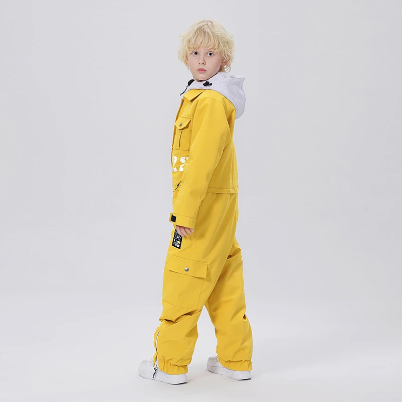 2023 New Children One-Piece Ski Suit Warm Breathable Girl Ski Set Overalls Boy Kids Outdoor Snowboard Suit Warm Hooded Ski Pants