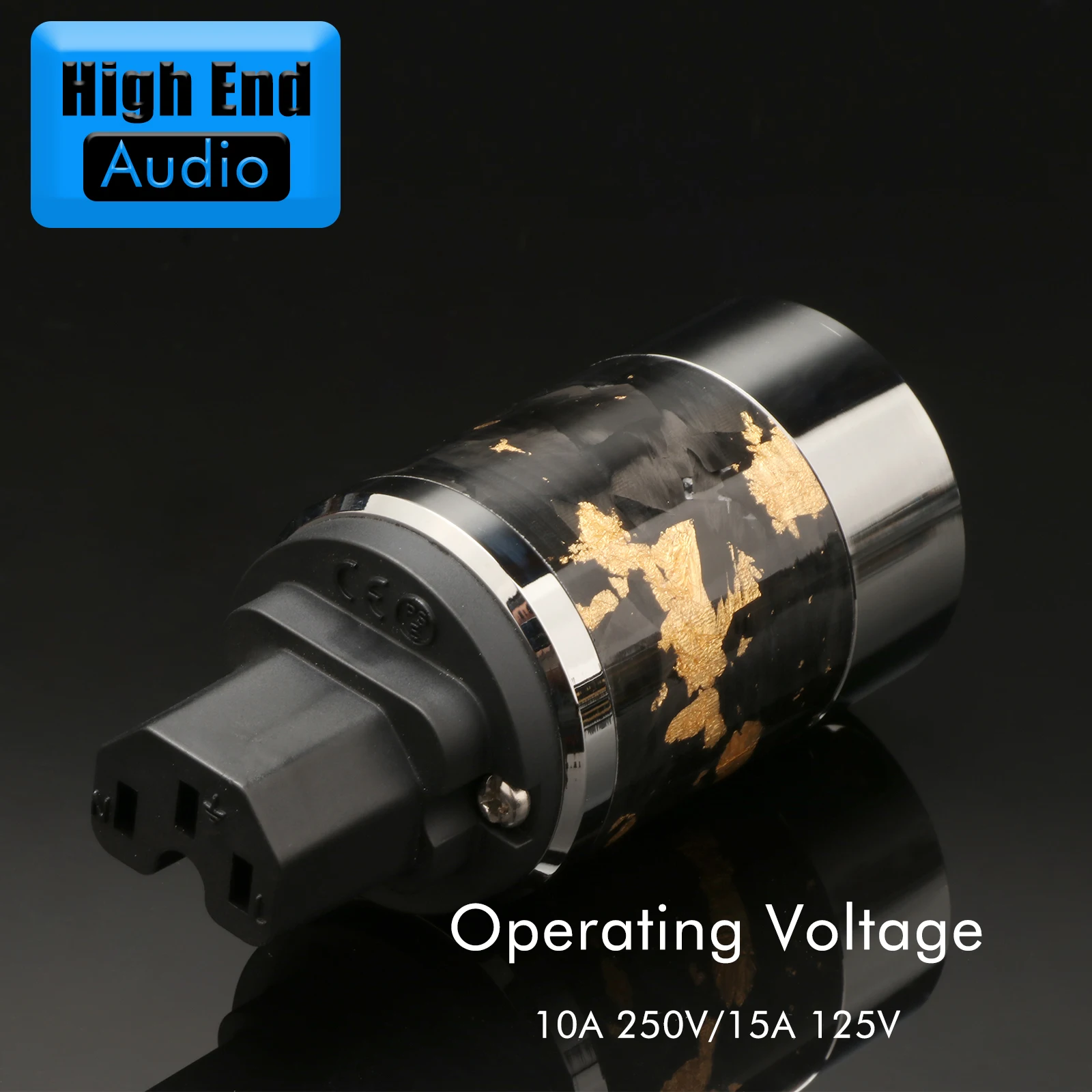 EU/US Standard AC Power Plug Black Forge Carbon Fiber Power Plug Rhodium Plated  IEC C15 DIY Mains Power Cable Connector Europe