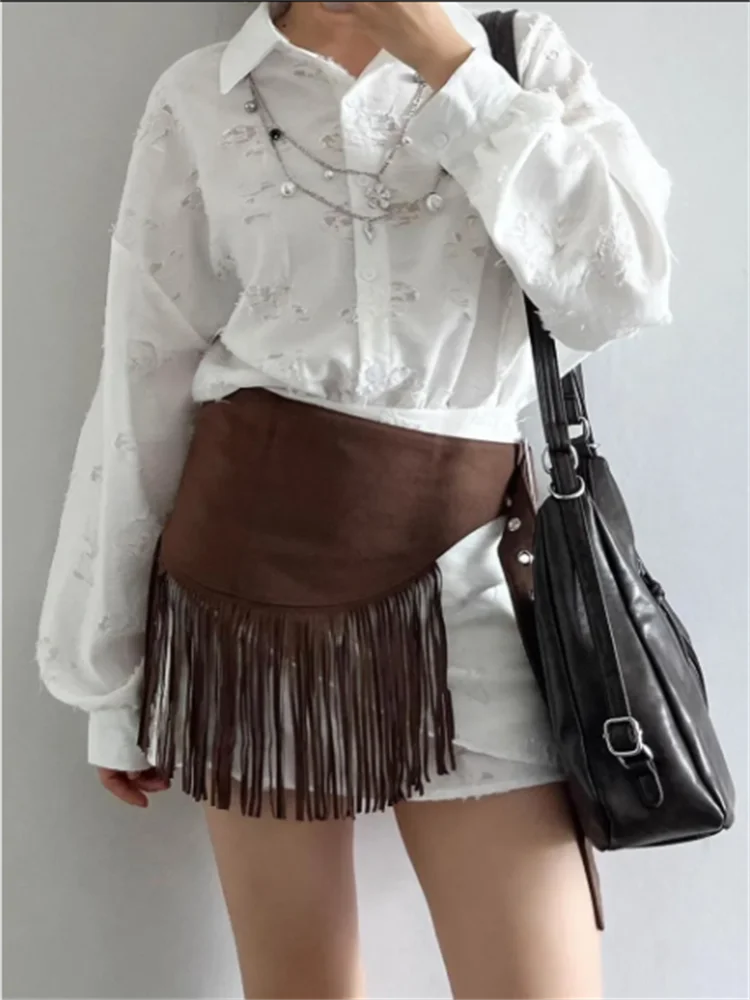 Fringed Belt Accessory Women Waistband Bohemian Retro Needle Buckle Layering Triangular Fart Curtain Cinched Waist Seal