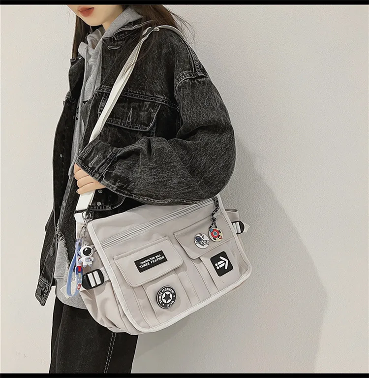 

Harajuku Men Nylon Crossbody Bags for Women Messenger Bag Girls School Book Bags Youth Canvas Handbags Shoulder Bag Sac Bolsa 가방