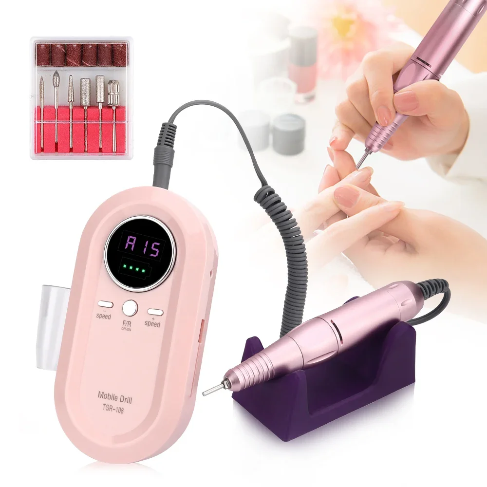 

30000RPM Nail Drill Machine Electric Portable Nail File Rechargeable Nail Sander for Gel Nails Polishing For Home Manicure Salon