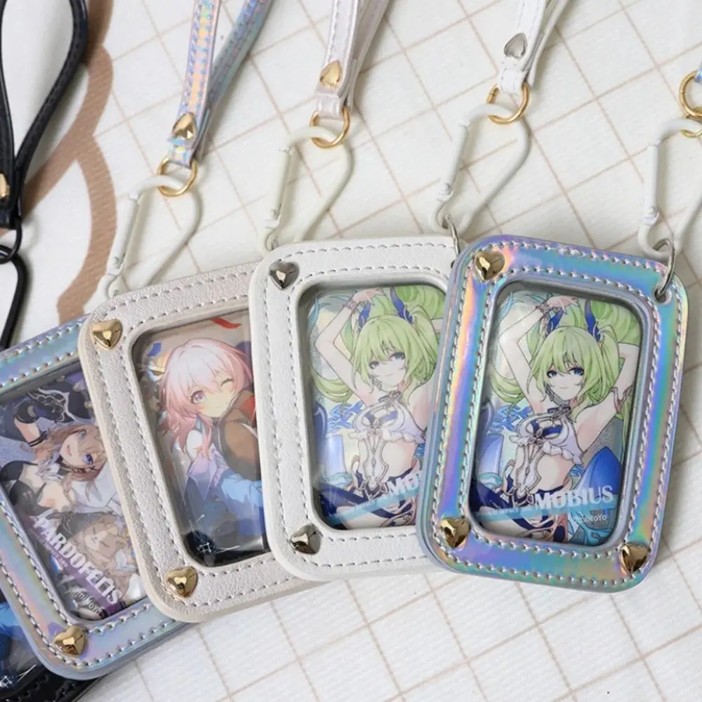Transparent Badge Ita Bag Anime Badge Holder Card Holder Keychain Card Holder Pins Display Base Square Laser Leather