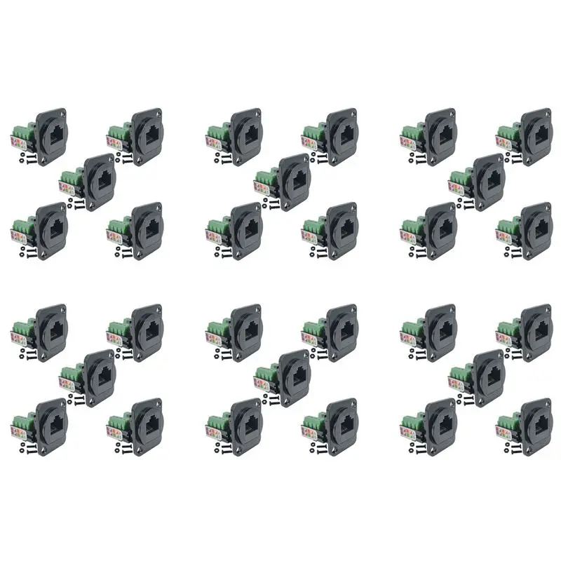 30PCS RJ45 Female Panel Mount Screw Terminal Adapter, D-Type RJ45 8P8C Female To 8Pin Terminal-AT36