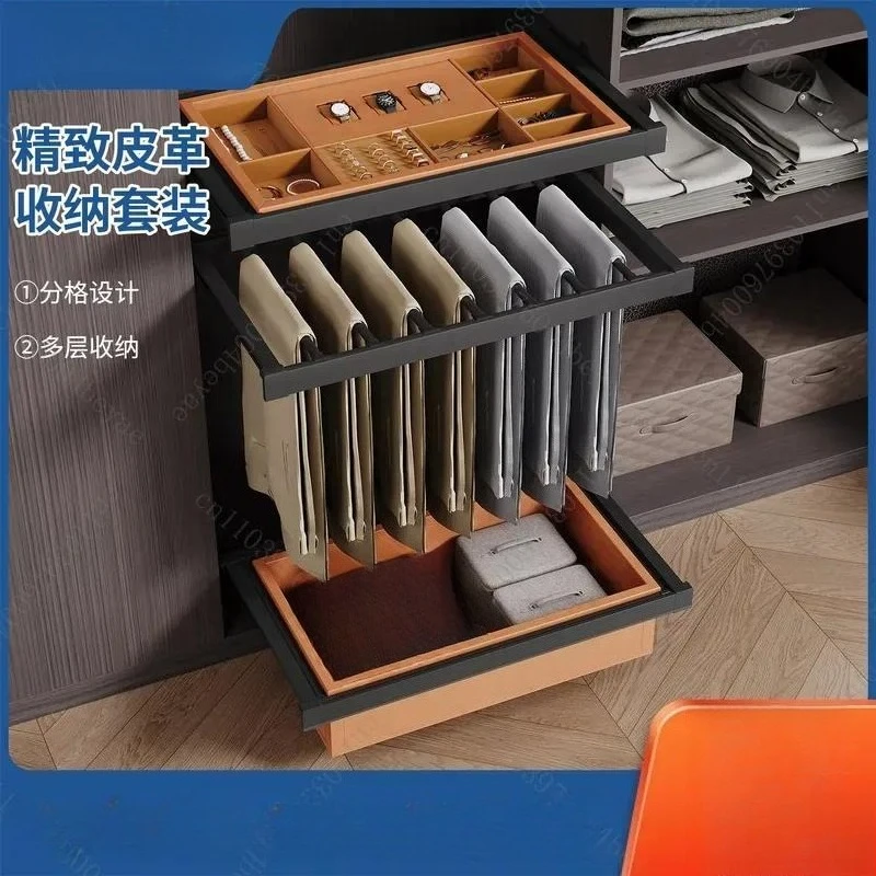 Wardrobe basket jewelry box drawer storage box pull pants rack telescopic slide rail grid draw jewelry partition tray