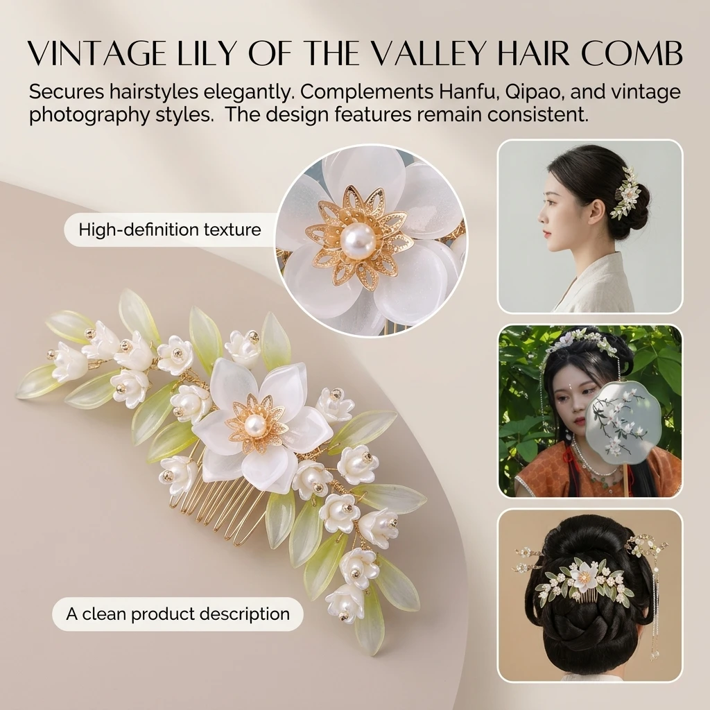 Hair Ornament Secure-Fit Hair Comb for Wedding Bridal Party Traditional Hanfu Cheongsam Retro Floral Resin Updo Accessory
