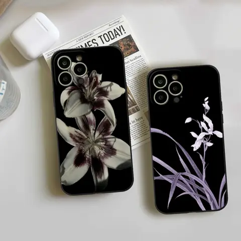 Lily Orchid Flower Print Phone Case For iPhone 17 16 15 14 13 12 11 Pro Max Mini SE4 7 8 Plus 17E Art Shockproof Silicone Cover