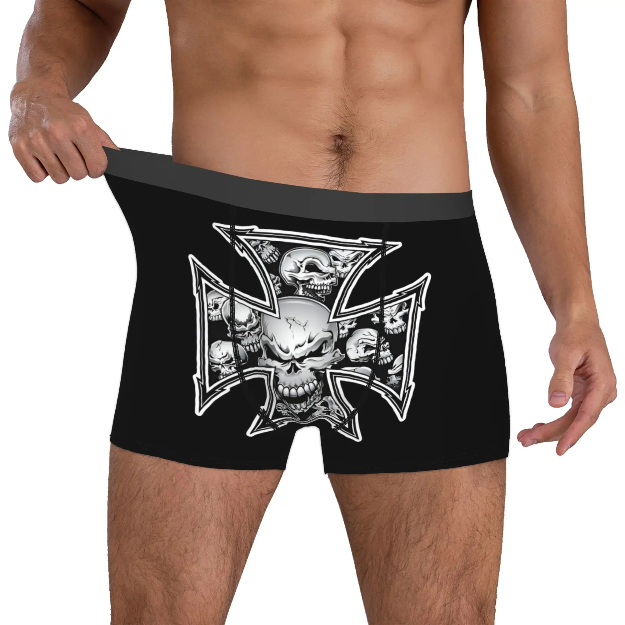 Ropa interior personalizada con logotipo de calavera de la costa oeste para hombre, calzoncillos bóxer elásticos, pantalones cortos, calzoncillos suaves para hombre