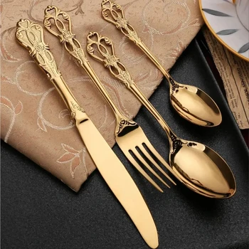 24-Piece Gold Flatware Set 1
