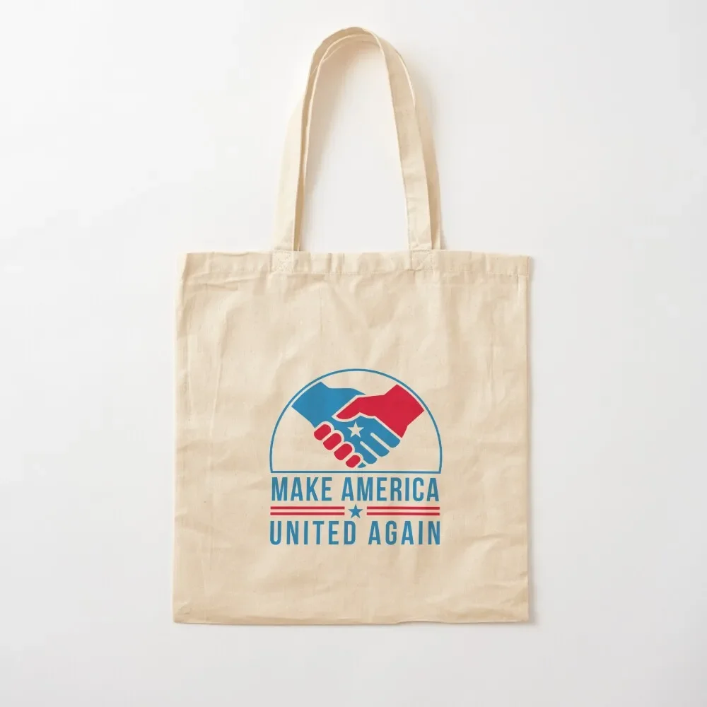 American Hands in Handshake with USA Star and Words Make America United Again Retro Tote Bag Gift bags shopper bags Tote Bag