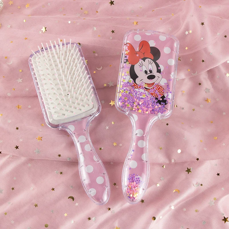 New Disney Minnie Mickey Air Cushion Combs Star Sequin Funny 3D Massage Hair Brush Haircare Hairdressing Tool Children Girl Gift