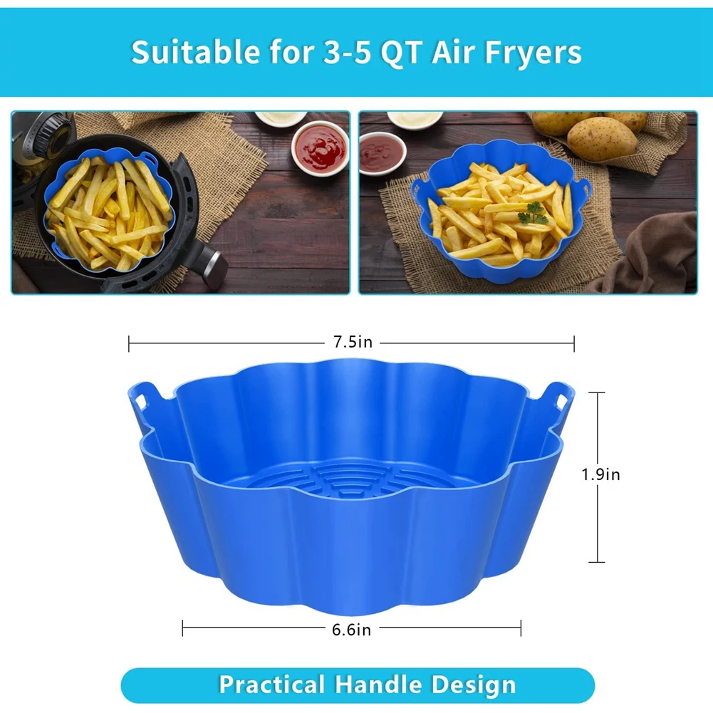 بطانات سيليكون للمقلاة الهوائية، إدراج دائري قابل لإعادة الاستخدام، 8.5 بوصة لملحقات سلة المقلاة الهوائية الآمنة من 5 إلى 8 كيو تي