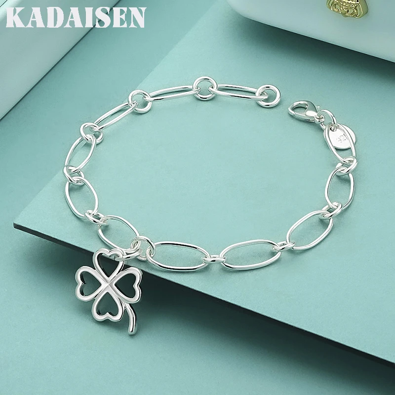 

Оптовая продажа: браслеты-цепочки из стерлингового серебра 925 пробы с четырехлистным клевером для женщин, элегантные и красивые украшения для свадьбы, 20 см (8 дюймов)