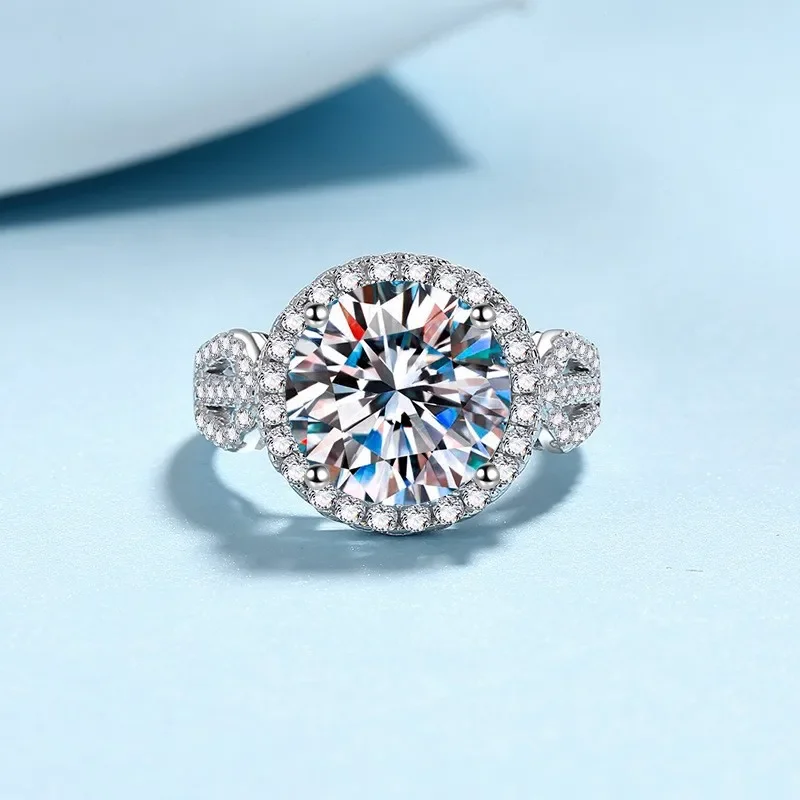 

Кольца для девушек круглой формы, платина PT950, муассанит 5 карат, цвет D, подарок на день рождения для жены, обручальные кольца, помолвочные кольца