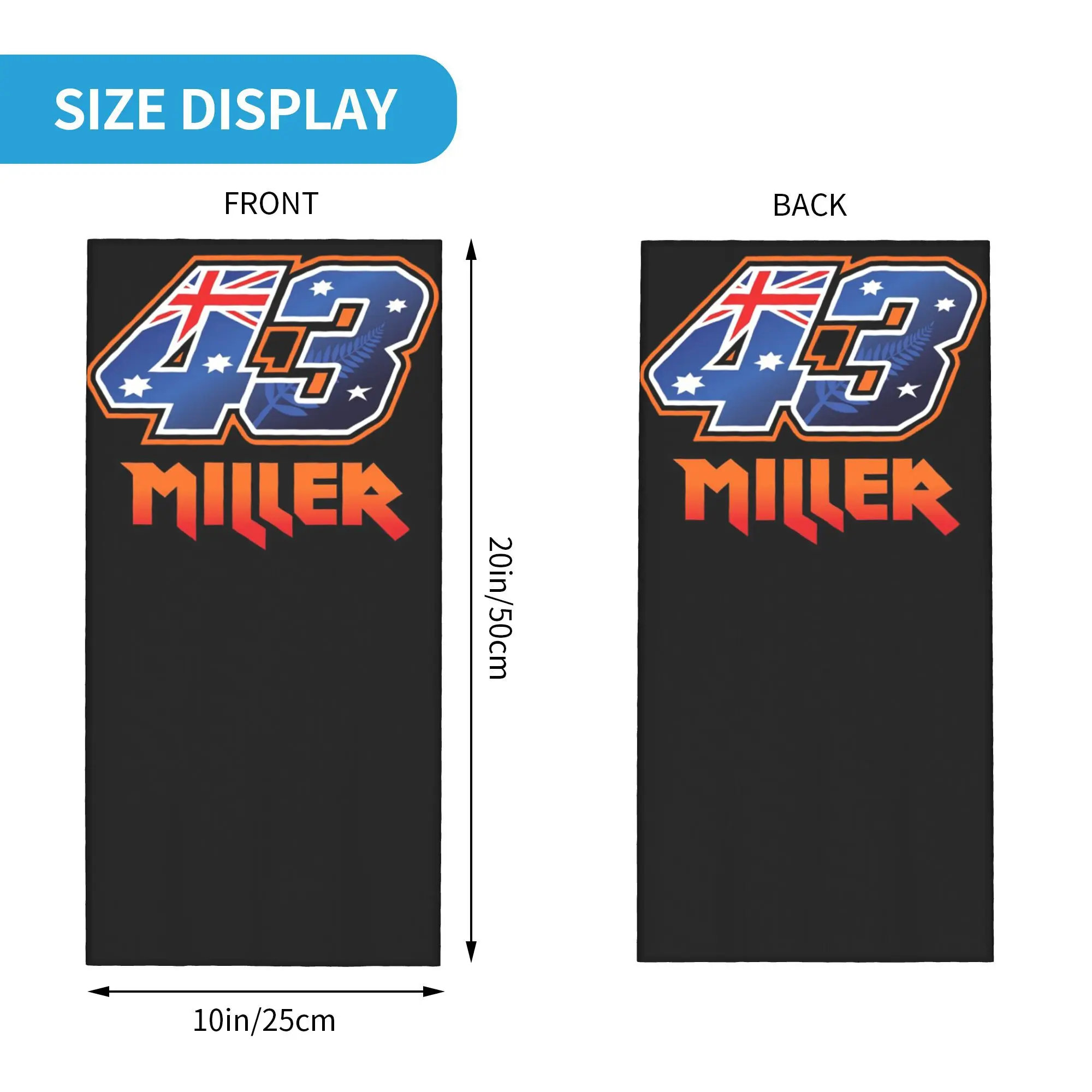 جاك ميلر رقم 43 باندانا الرقبة الجراب قناع مطبوع وشاح دافئ ركوب الدراجات وشاح الجري للجنسين الكبار قابل للغسل