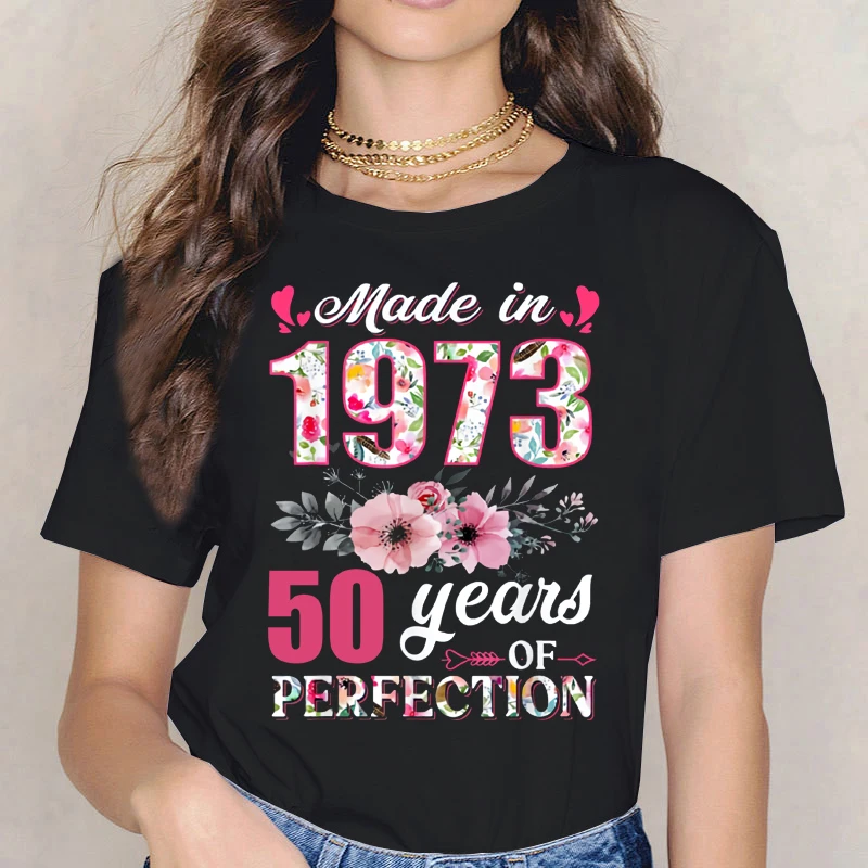 Funny Made in 1973 50th Birthday Gifts Cassette Tape Vintage Printed T Shirts Party Grandma Grandpa Present Summer T-shirt Gift