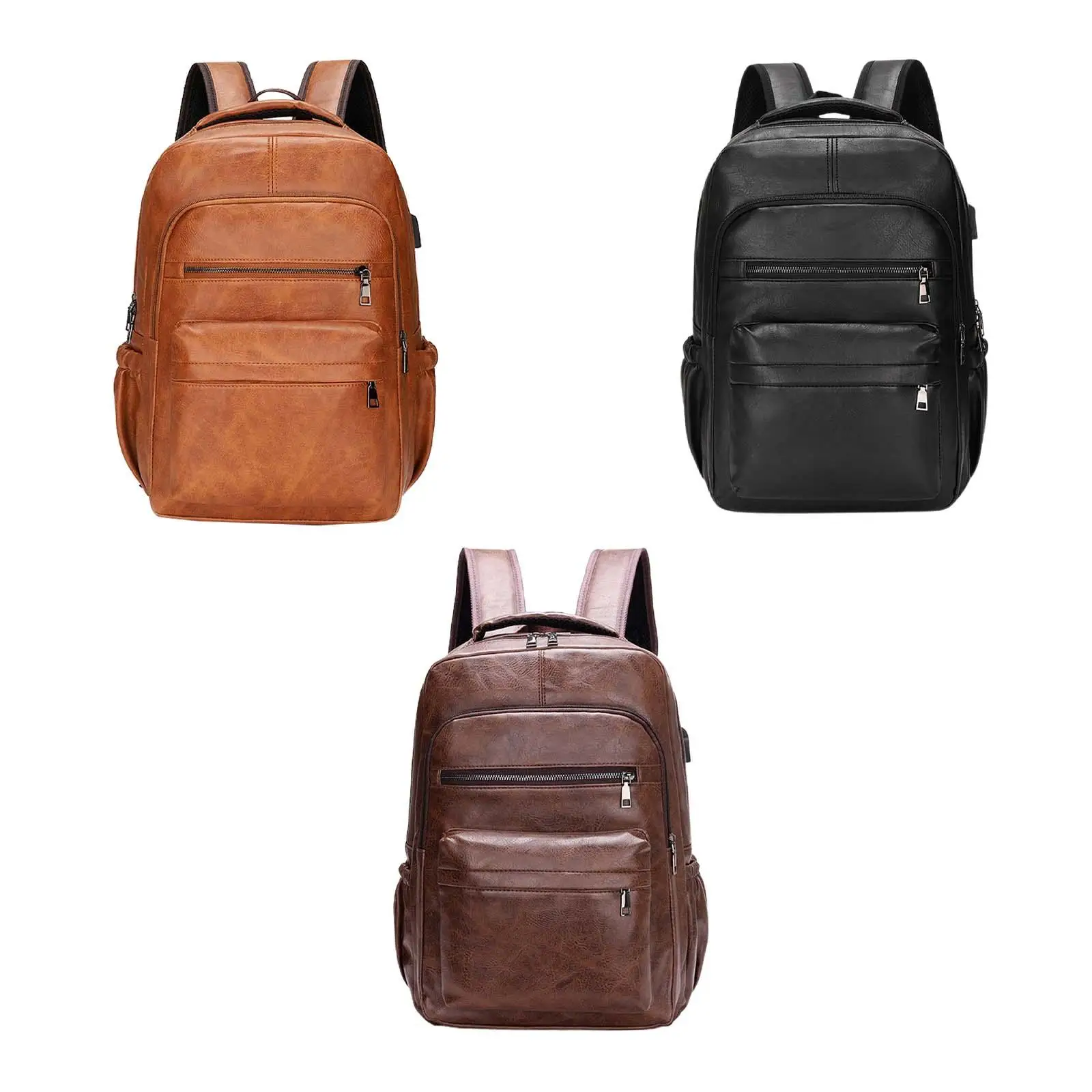 

PU Leather Laptop Backpack Casual Daypack Wear Resistant Handbag Comfortable