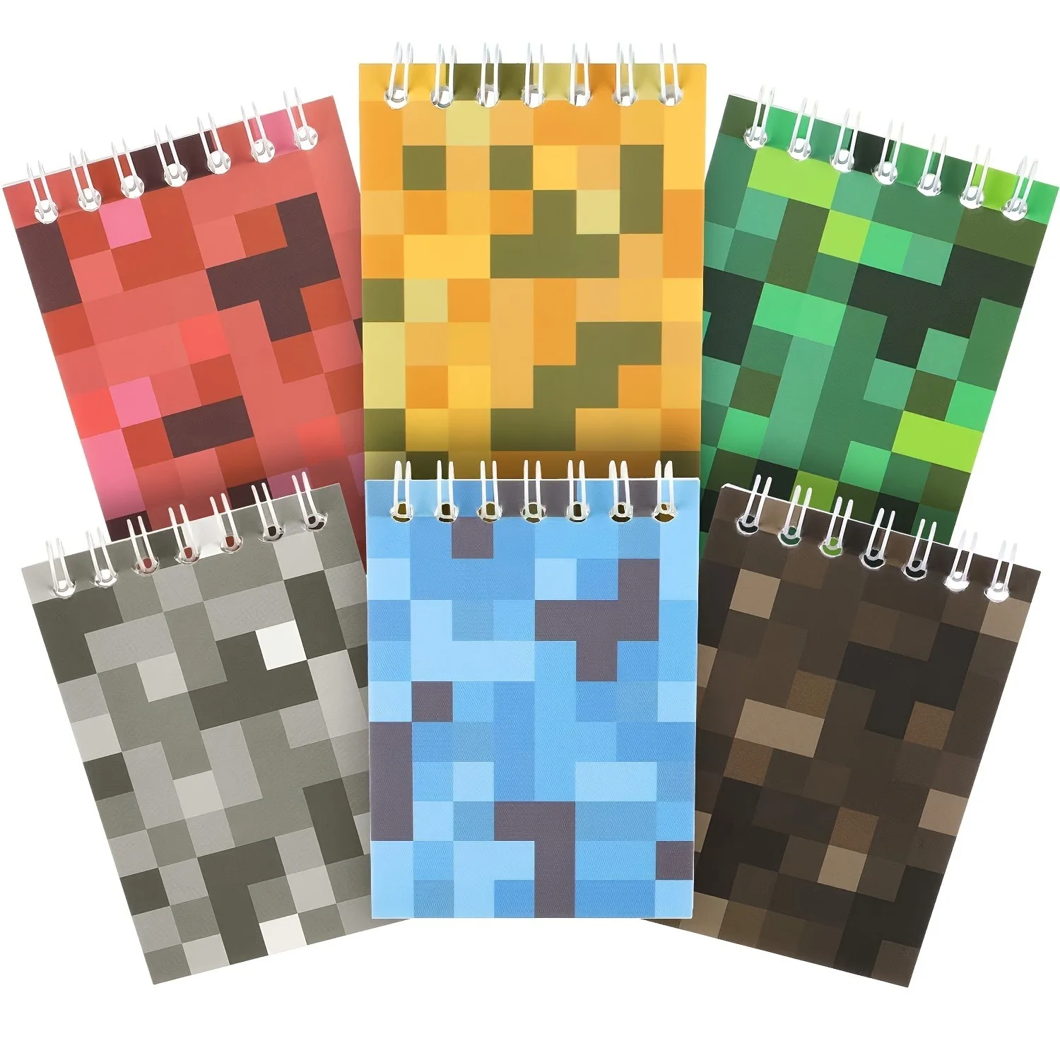 6/12pcs Mini Pixel Notepads, Game-Themed Pocket Notebooks, Quality Paper, Sturdy Coil, Back to school supplies, 6 Colors