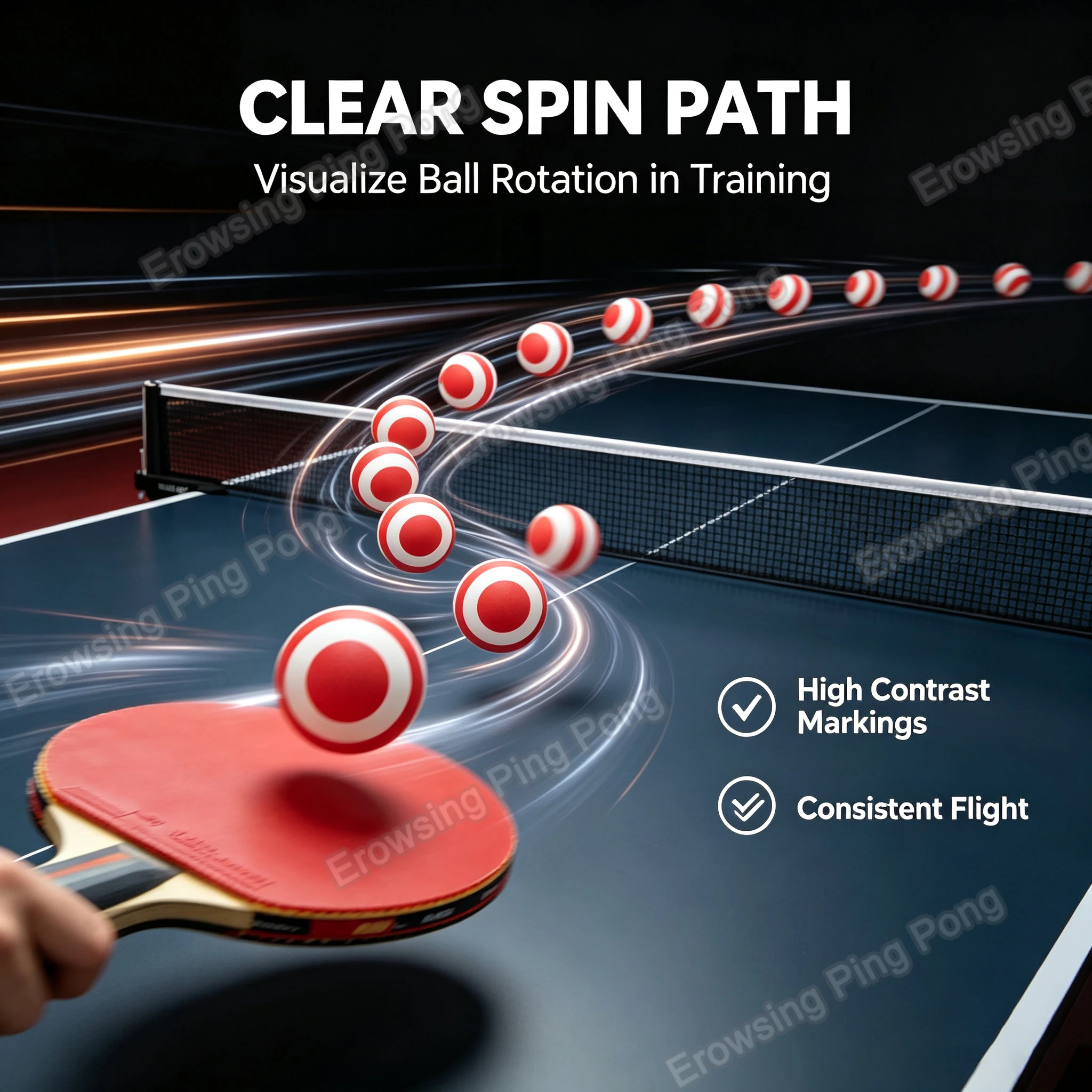 Clear Visible Flight Track Table Tennis Balls ABS Material 40mm+ Ping Pong Balls Easy To Judge Topspin Backspin Ping Pong Balls
