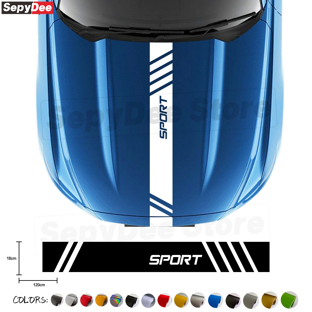 

Racing Sport Universal Car Hood Bonnet Stickers for Suv Sedan Coupe Engine Cover DIY Stripe Graphic Decals Car Accessories