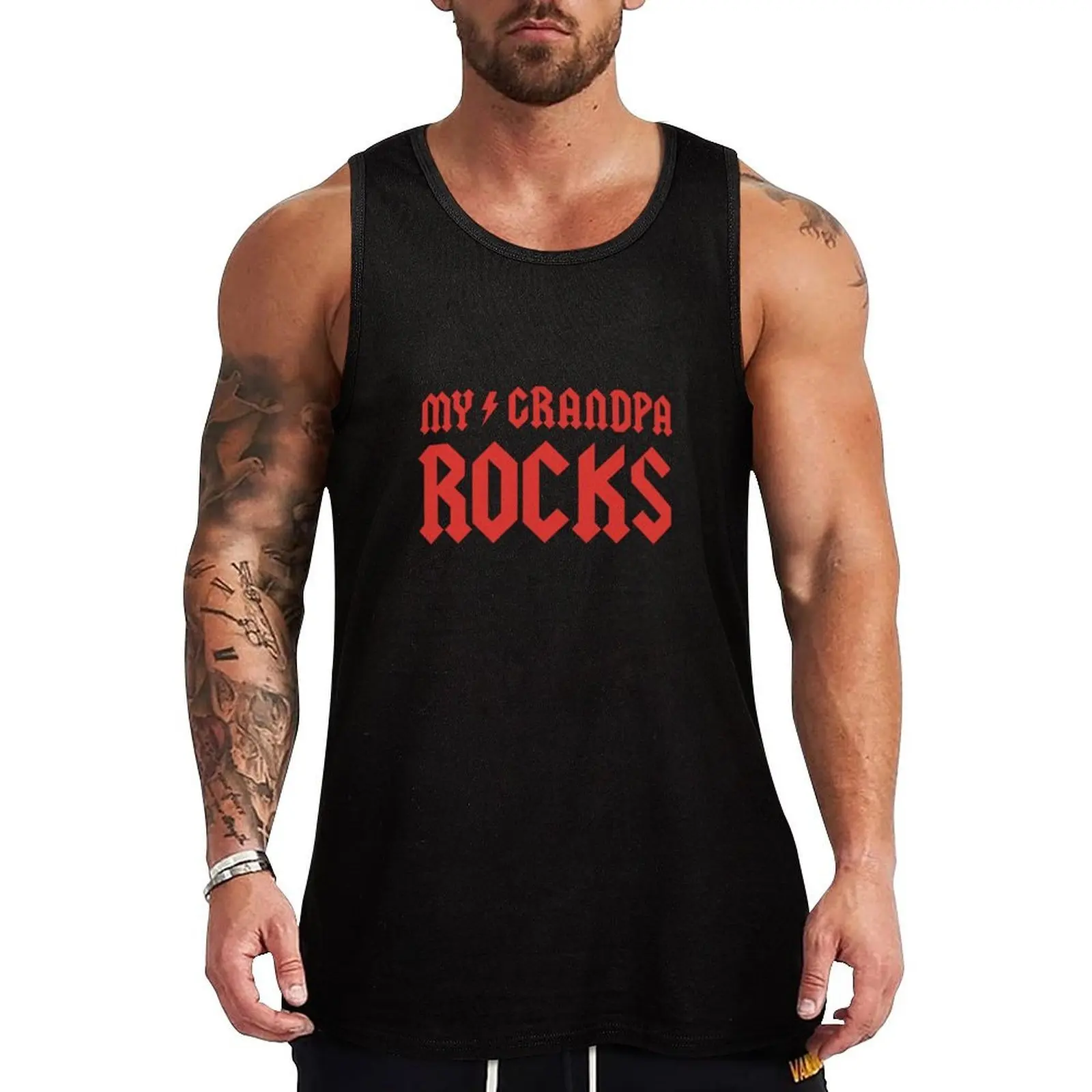 

My Grandpa Rocks! Tank Top male top t-shirt Men's bodybuilding men