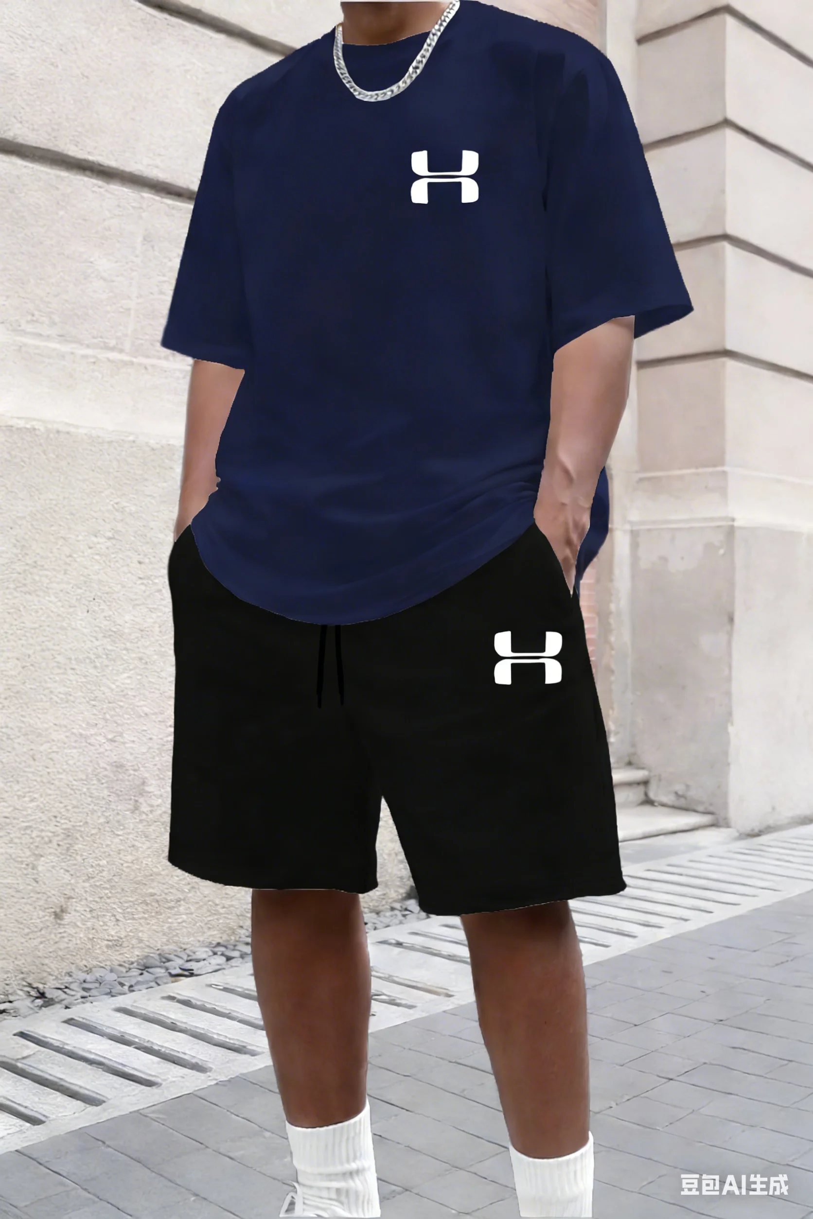 

2026 New Men's Sportswear Short Sleeved T-shirt and Sports Shorts Summer Casual Jogging Pants Set Men's Two-piece Set