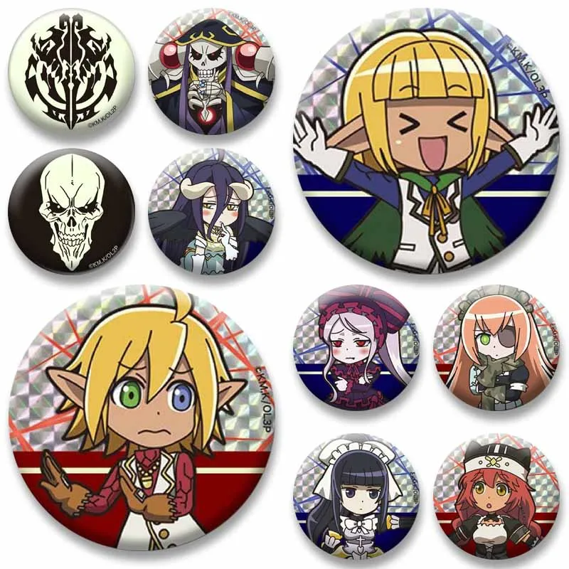 Anime Overlord Anime Button Badge Handmade Snap-in Brooch for Clothes Cartoon Role Playing Pins Backpack Hat Jewelry Accessories