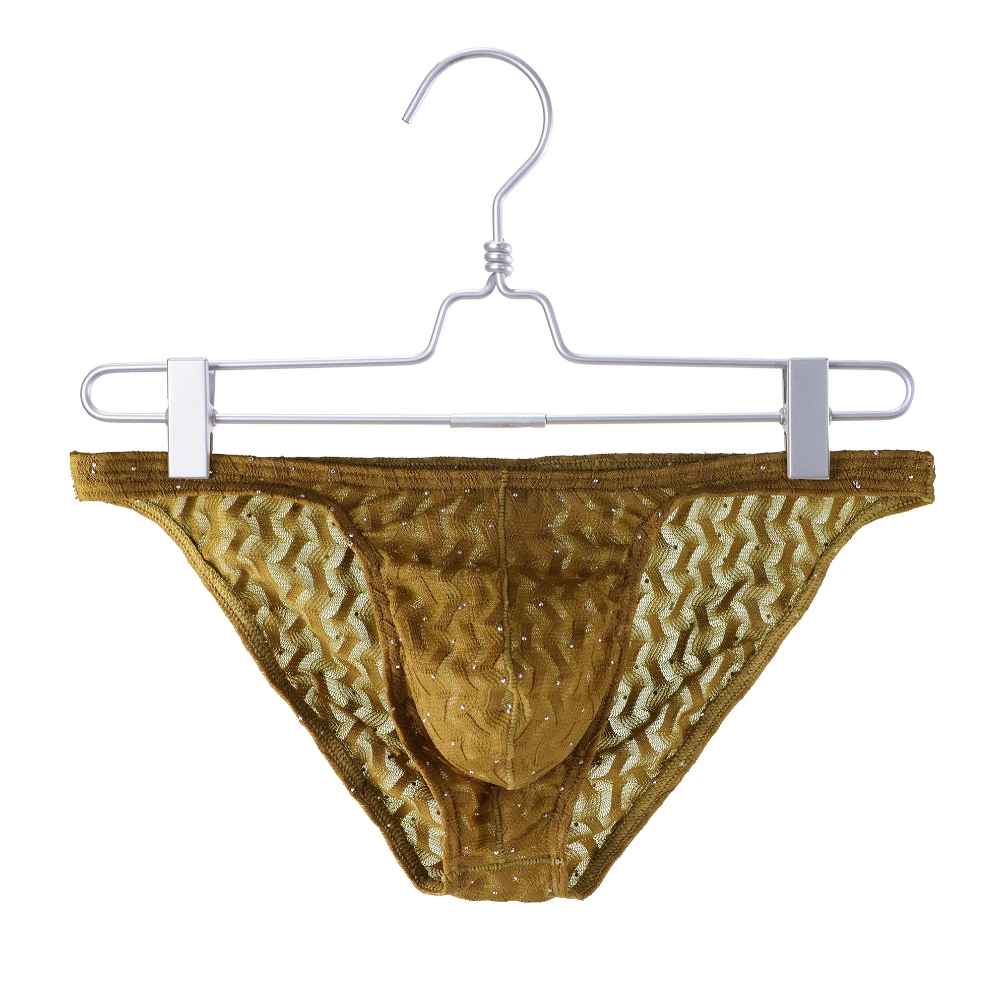 

Low Waist Men Shaped Expansion Bag Triangular Underwear Mesh Lace Breathable Underwear Fashionable Rhinestone Solid Color Briefs