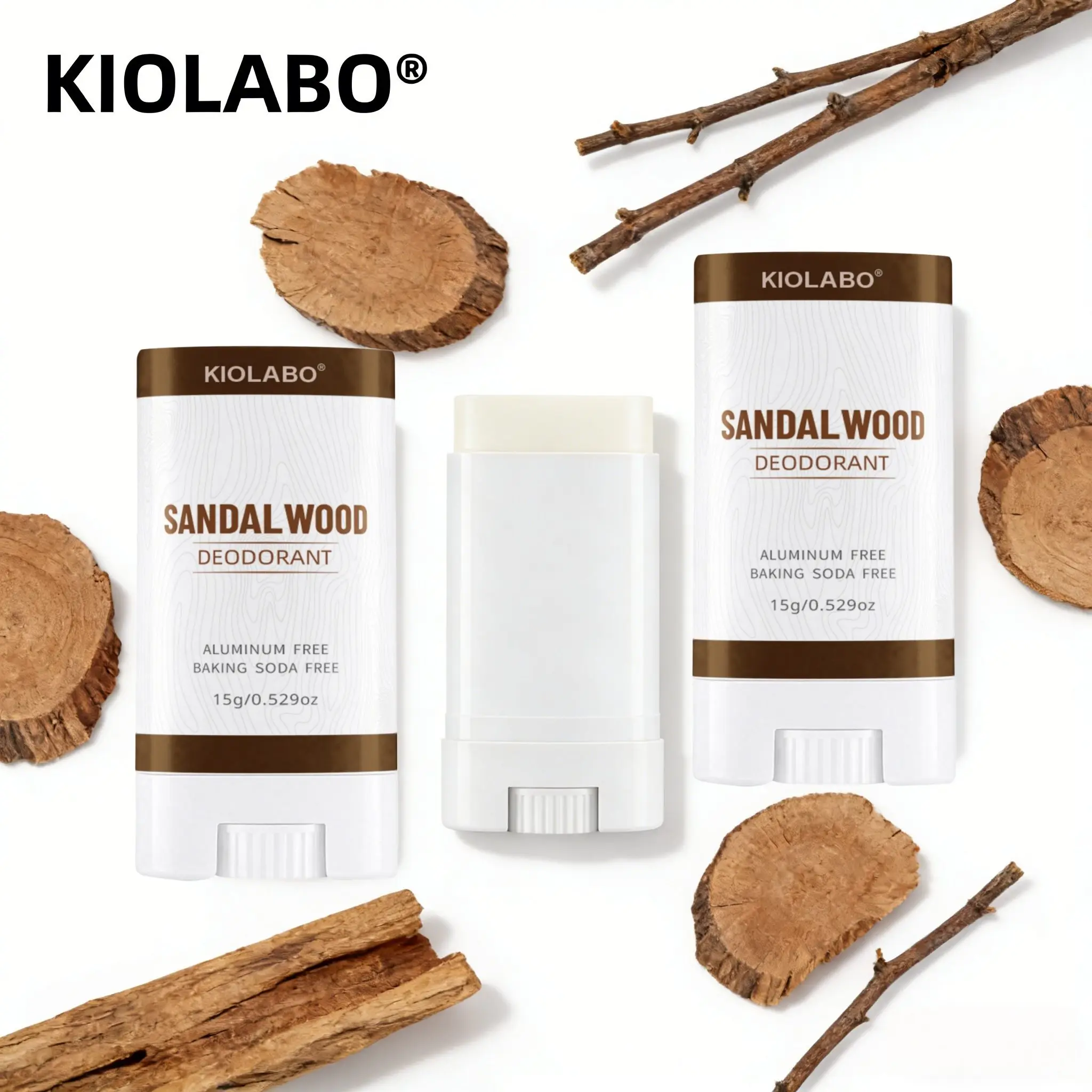 

15g Natural Sandalwood Deodorant Balm, Aluminum Free, 72H Long Lasting Fragrance for Women & Men, For All Body Parts