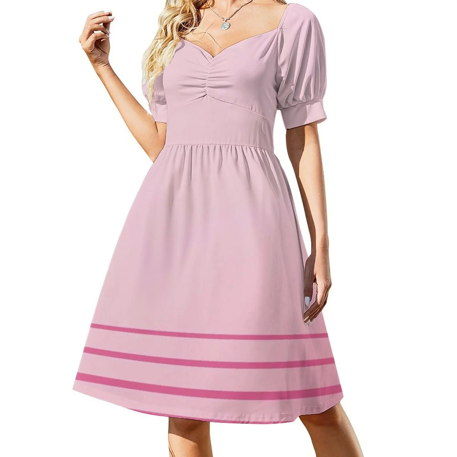 فستان وردي نسائي أنيق للحفلات فستان على شكل حرف A مع خيارات قصيرة/طويلة/بدون أكمام ملابس نسائية ليلو #2